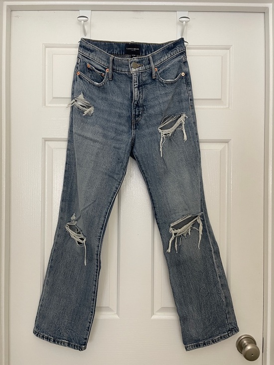 Lucky Brand Denim - Lucky Brand Distressed Straight-Leg Jeans - Faded Blue